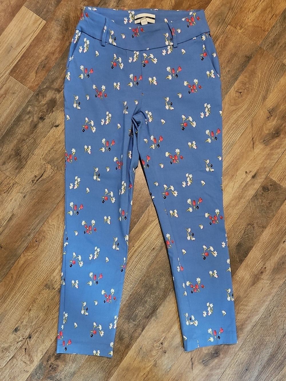 👖Jules & Leopold Blue Floral Stretch Ankle Pants